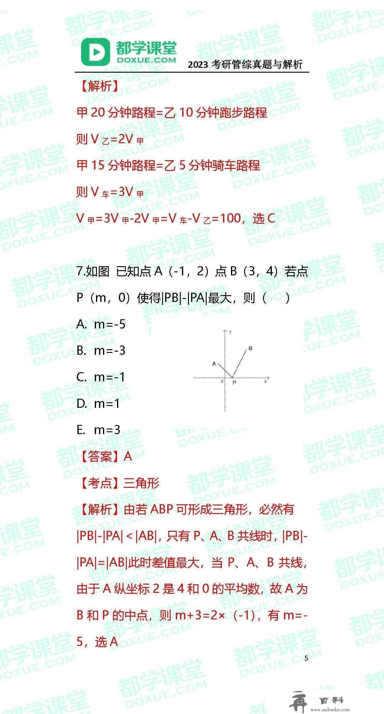 2023MBA考研办理类联考实题与谜底！（都学课堂版）