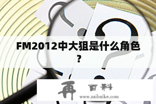 FM2012中大狙是什么角色？