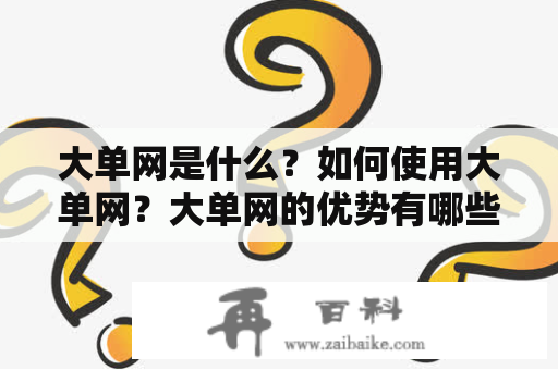 大单网是什么？如何使用大单网？大单网的优势有哪些？