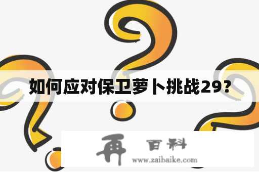 如何应对保卫萝卜挑战29？