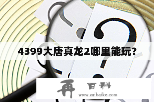 4399大唐真龙2哪里能玩？