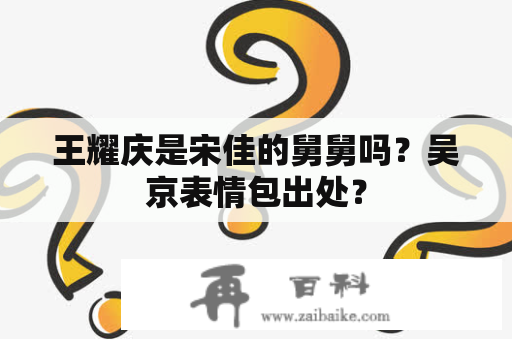 王耀庆是宋佳的舅舅吗？吴京表情包出处？