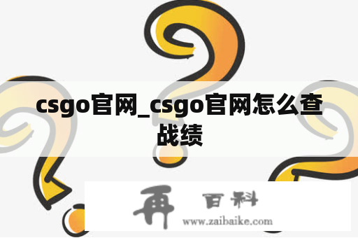 csgo官网_csgo官网怎么查战绩