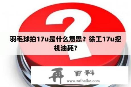 羽毛球拍17u是什么意思？徐工17u挖机油耗？