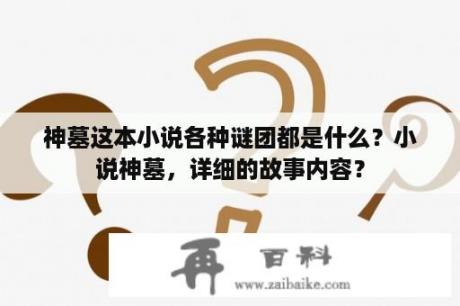 神墓这本小说各种谜团都是什么？小说神墓，详细的故事内容？