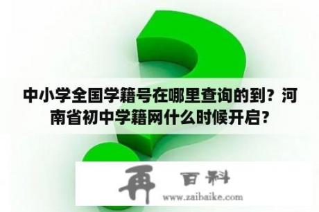 中小学全国学籍号在哪里查询的到？河南省初中学籍网什么时候开启？