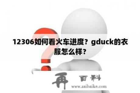 12306如何看火车进度？gduck的衣服怎么样？