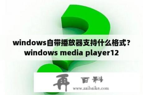 windows自带播放器支持什么格式？windows media player12