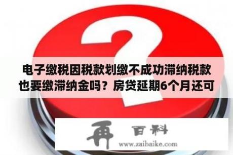 电子缴税因税款划缴不成功滞纳税款也要缴滞纳金吗？房贷延期6个月还可以继续申请吗？