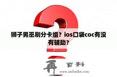 狮子男巫刷分卡组？ios口袋coc有没有辅助？