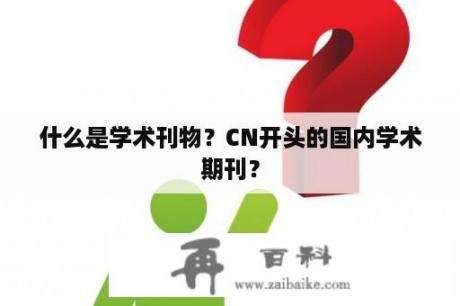 什么是学术刊物？CN开头的国内学术期刊？