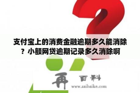 支付宝上的消费金融逾期多久能消除？小额网贷逾期记录多久消除啊