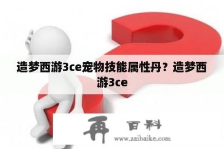 造梦西游3ce宠物技能属性丹？造梦西游3ce