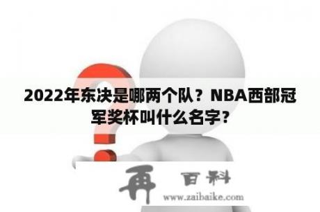 2022年东决是哪两个队？NBA西部冠军奖杯叫什么名字？