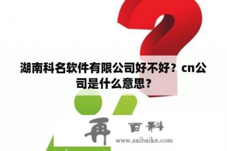 湖南科名软件有限公司好不好？cn公司是什么意思？