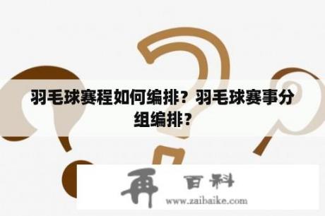 羽毛球赛程如何编排？羽毛球赛事分组编排？