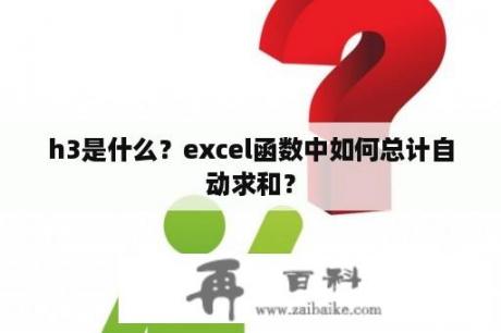 h3是什么？excel函数中如何总计自动求和？