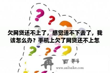 欠网贷还不上了，感觉活不下去了，我该怎么办？手机上欠了网贷还不上怎么办