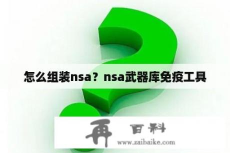 怎么组装nsa？nsa武器库免疫工具