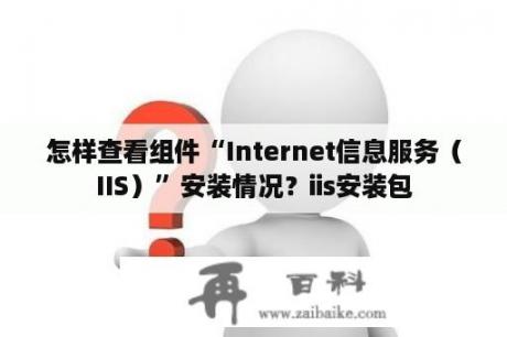 怎样查看组件“Internet信息服务（IIS）”安装情况？iis安装包