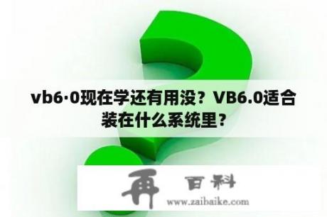 vb6·0现在学还有用没？VB6.0适合装在什么系统里？