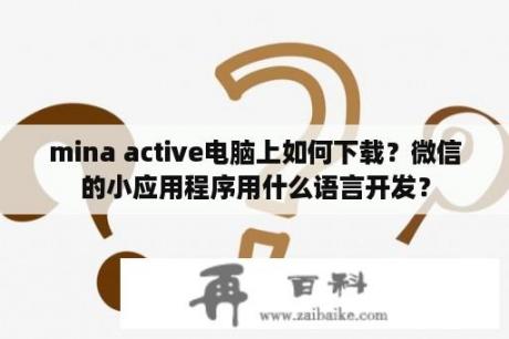 mina active电脑上如何下载？微信的小应用程序用什么语言开发？