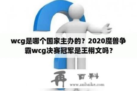 wcg是哪个国家主办的？2020魔兽争霸wcg决赛冠军是王栩文吗？