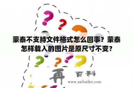 蒙泰不支持文件格式怎么回事？蒙泰怎样载入的图片是原尺寸不变？