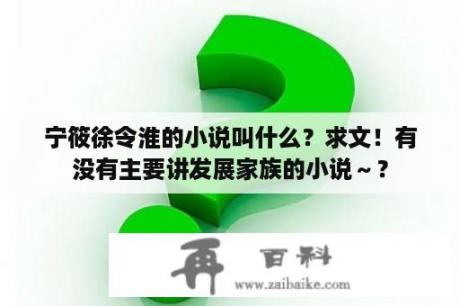 宁筱徐令淮的小说叫什么？求文！有没有主要讲发展家族的小说～？