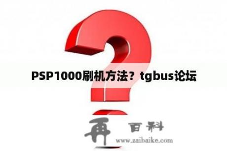 PSP1000刷机方法？tgbus论坛