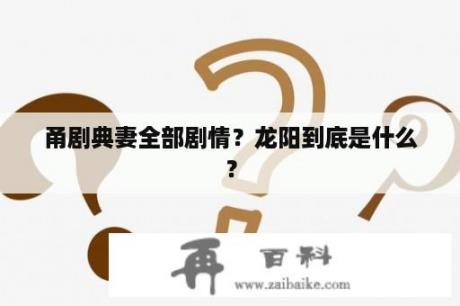 甬剧典妻全部剧情？龙阳到底是什么？