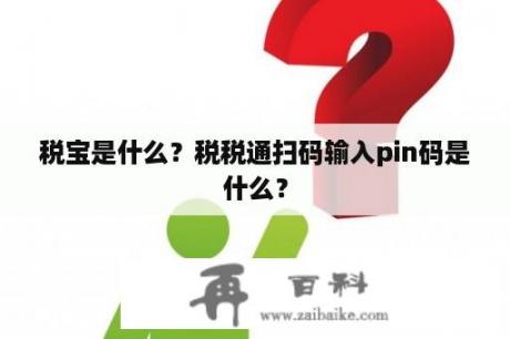 税宝是什么？税税通扫码输入pin码是什么？