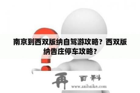 南京到西双版纳自驾游攻略？西双版纳告庄停车攻略？