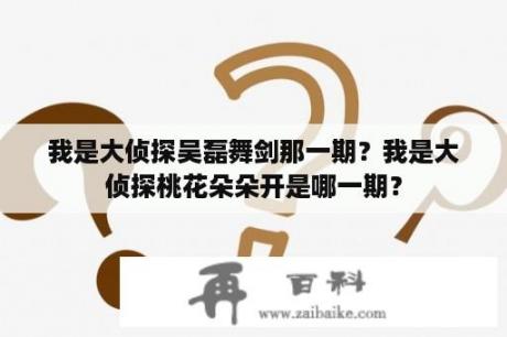 我是大侦探吴磊舞剑那一期？我是大侦探桃花朵朵开是哪一期？