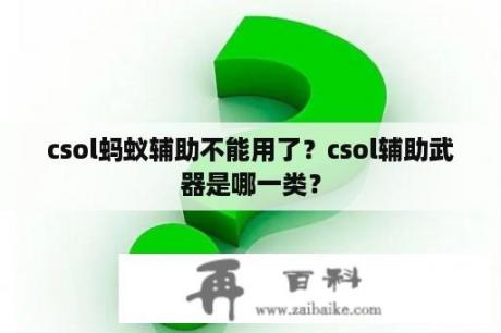 csol蚂蚁辅助不能用了？csol辅助武器是哪一类？