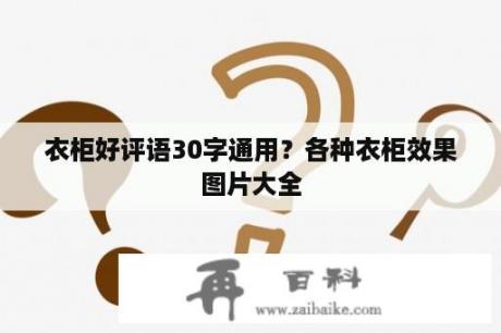 衣柜好评语30字通用？各种衣柜效果图片大全