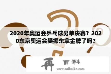 2020年奥运会乒乓球男单决赛？2020东京奥运会樊振东拿金牌了吗？