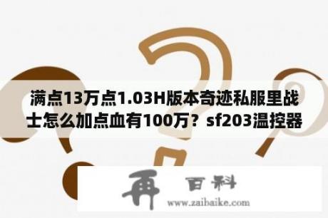 满点13万点1.03H版本奇迹私服里战士怎么加点血有100万？sf203温控器详细参数？