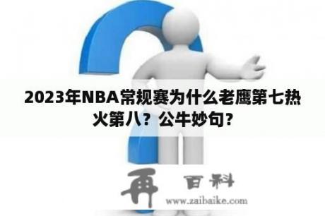 2023年NBA常规赛为什么老鹰第七热火第八？公牛妙句？