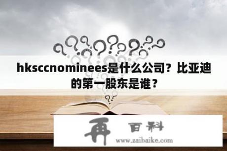 hksccnominees是什么公司？比亚迪的第一股东是谁？