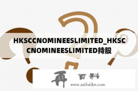 HKSCCNOMINEESLIMITED_HKSCCNOMINEESLIMITED持股