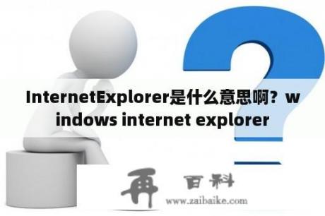 InternetExplorer是什么意思啊？windows internet explorer