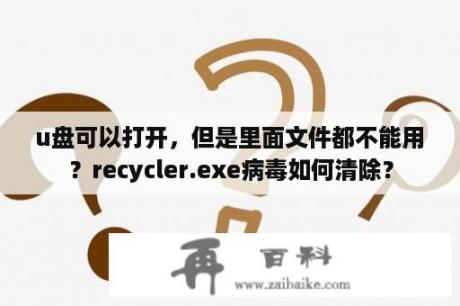 u盘可以打开，但是里面文件都不能用？recycler.exe病毒如何清除？