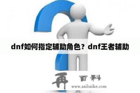 dnf如何指定辅助角色？dnf王者辅助