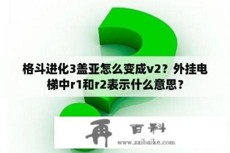 格斗进化3盖亚怎么变成v2？外挂电梯中r1和r2表示什么意思？