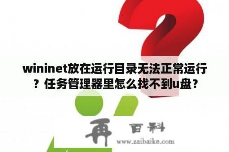 wininet放在运行目录无法正常运行？任务管理器里怎么找不到u盘？