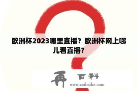 欧洲杯2023哪里直播？欧洲杯网上哪儿看直播？