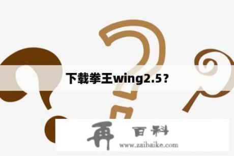 下载拳王wing2.5？