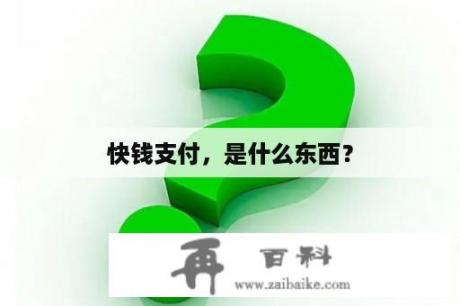 快钱支付，是什么东西？