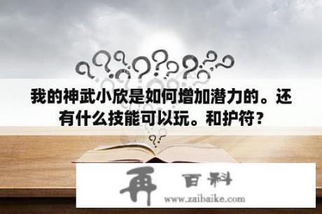 我的神武小欣是如何增加潜力的。还有什么技能可以玩。和护符？